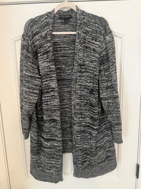 Lane Bryant Marled Black/White/Gray Open Front Long Sleeve Cardigan Sz 18/20
